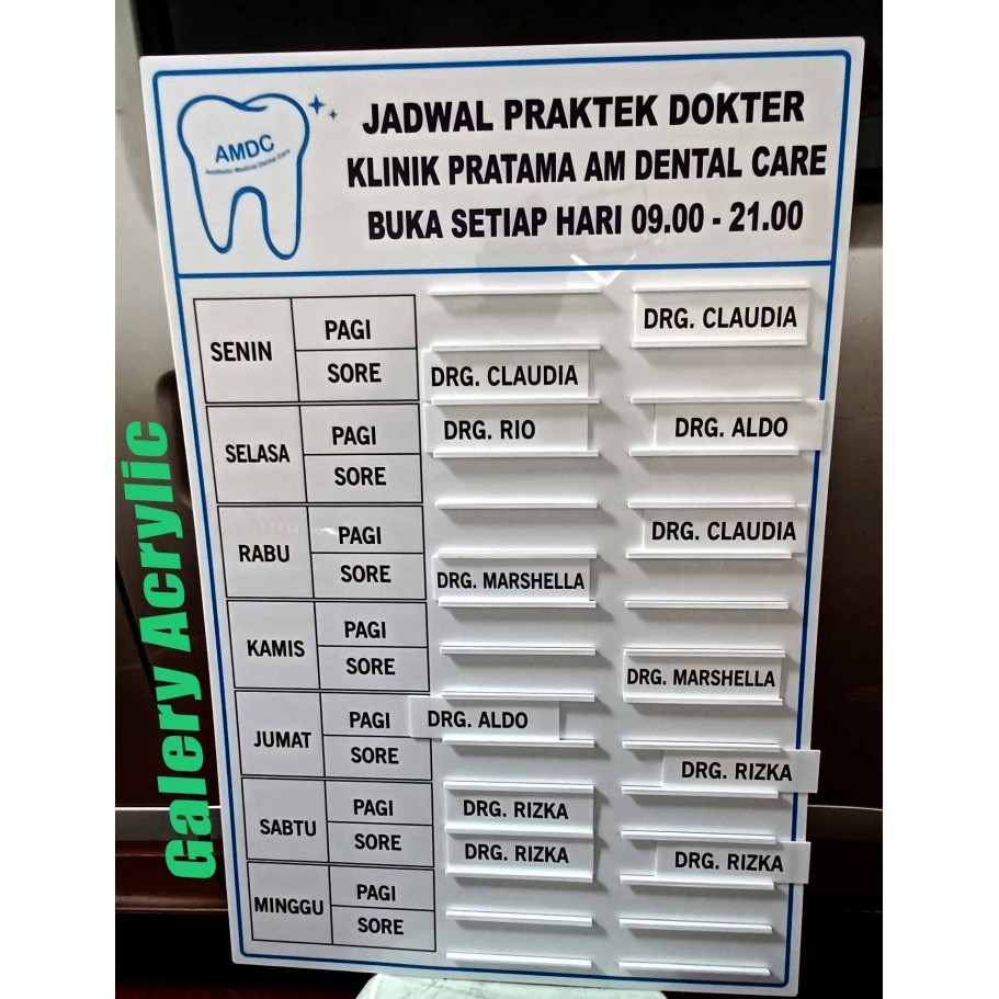 

TERBARU Acrylic Papan Nama Dokter 60x90 sign boad acrylic papan jadwal praktek
