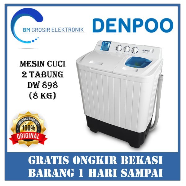 DENPOO MESIN CUCI 2 TABUNG 8KG DW 898 / DW-898