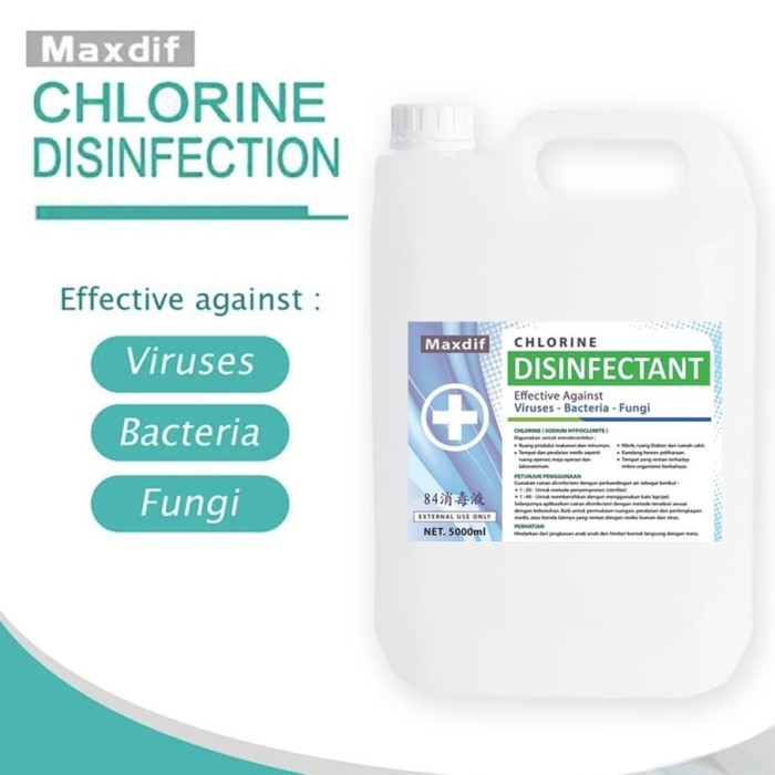 Termurah Maxdif Disinfektan Chlorine Cairan Desinfektan Konsentrat 5 Liter