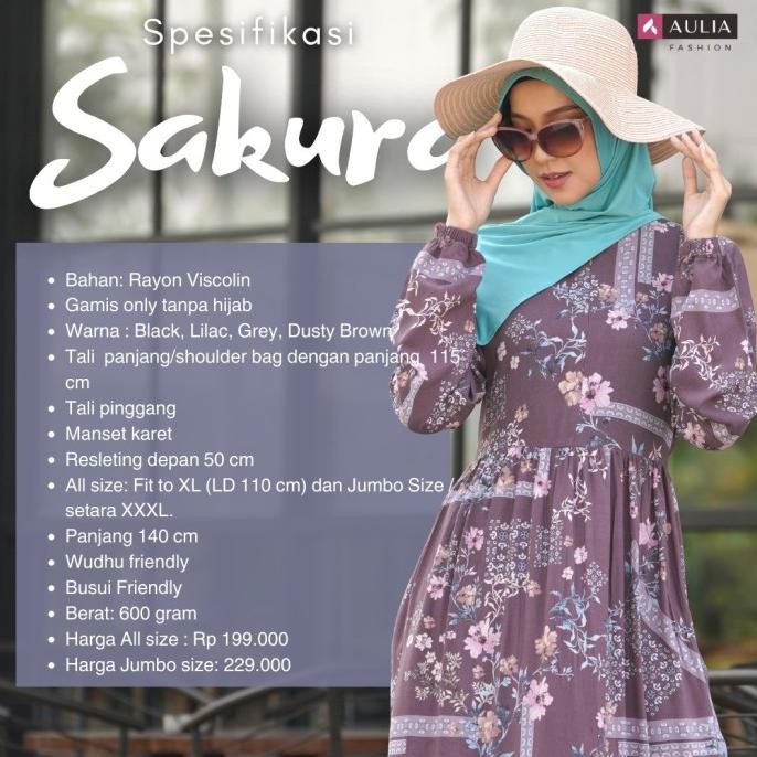 Desain Elegan  Gamis Aulia Sakura dress Rayon viscolin
