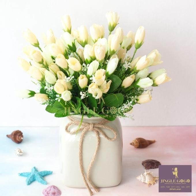 Bunga Tulip Mini Artificial Mawar Kuncup Plastik Hiasan Seserahan A565