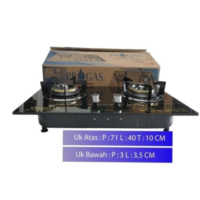 [ Progas ] Kompor Gas Kaca / Tanam Progas 2 Tungku - Full Burner