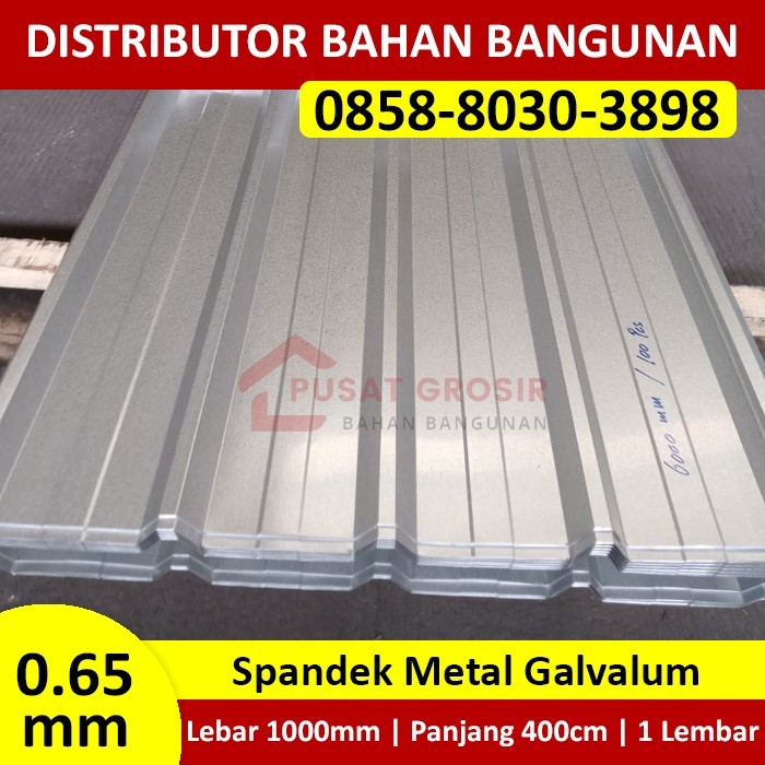 Atap Spandek Galvalum 0.65mm Lebar 1000mm Panjang 400cm (4 Meter)