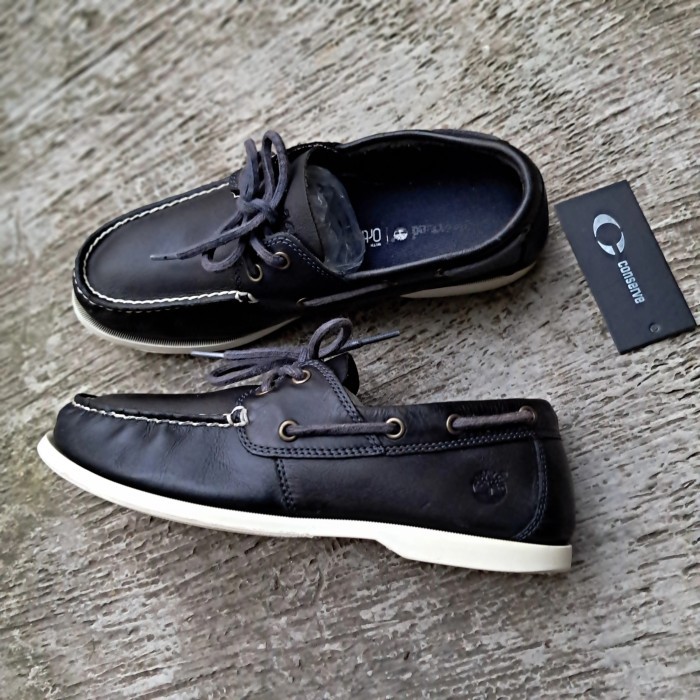 SEPATU TIMBERLAND CEDAR 2 HITAM KULIT BOAT SHOES SIZE 41,5 INS 26 CM CASUAL LEGIT