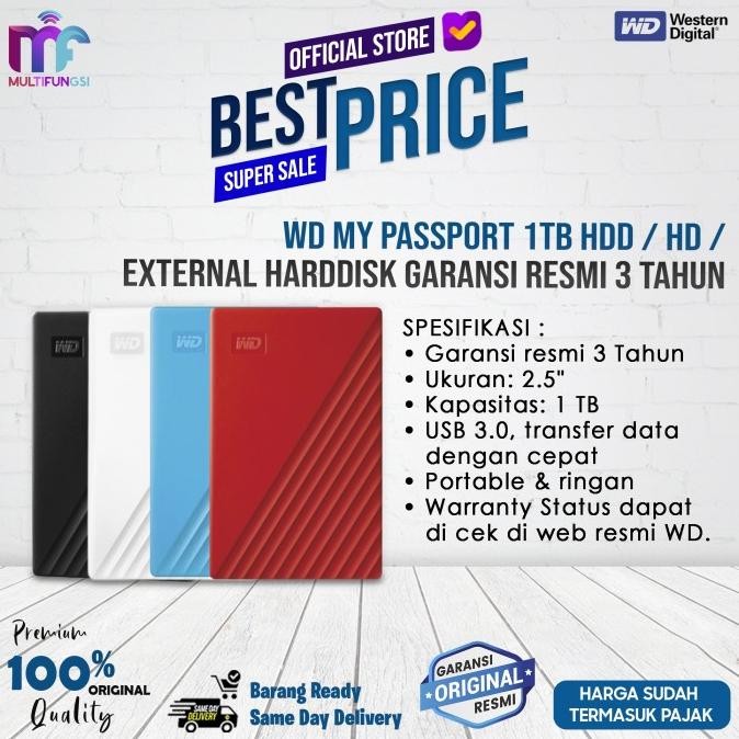 

WD My Passport 1TB HDD / HD / External Harddisk Garansi Resmi 3 tahun