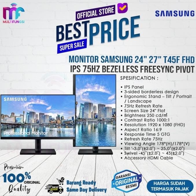 

Monitor Samsung 24" F24T450 75Hz FHD IPS Pivot T45F Garansi Resmi