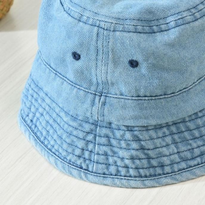 Ready Topi Bucket Bell Shaped Denim Biru Bucket Hat Topi Wanita Denim Jeans