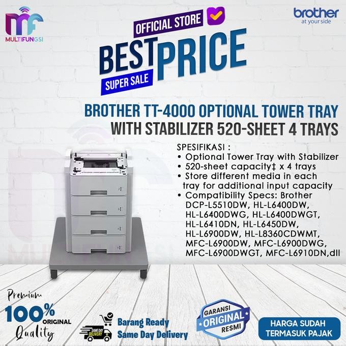 

Brother Tower Paper Tray 520 Sheets x 4 + Stabilizer (White) / TT-4000