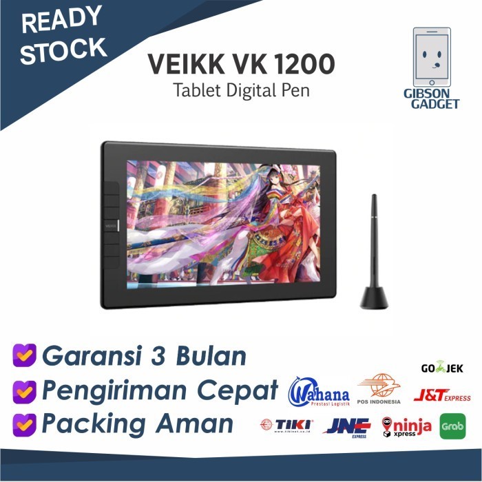 VEIKK VK1200 VK 1200 Drawing Tablet Graphic Monitor Passive Pen Gambar