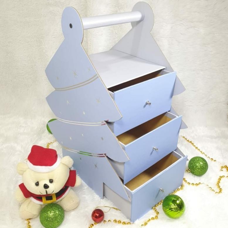 

CR - Kotak Box Parcel Kue Kering Hampers Natal Christmas Santa 16X16X8CM x 3 Tingkat TERLARIS