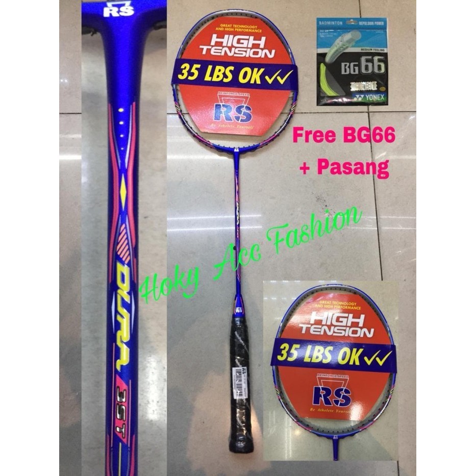 Raket Badmiton RS Dura 35T + Senar Yonex BG66 Original