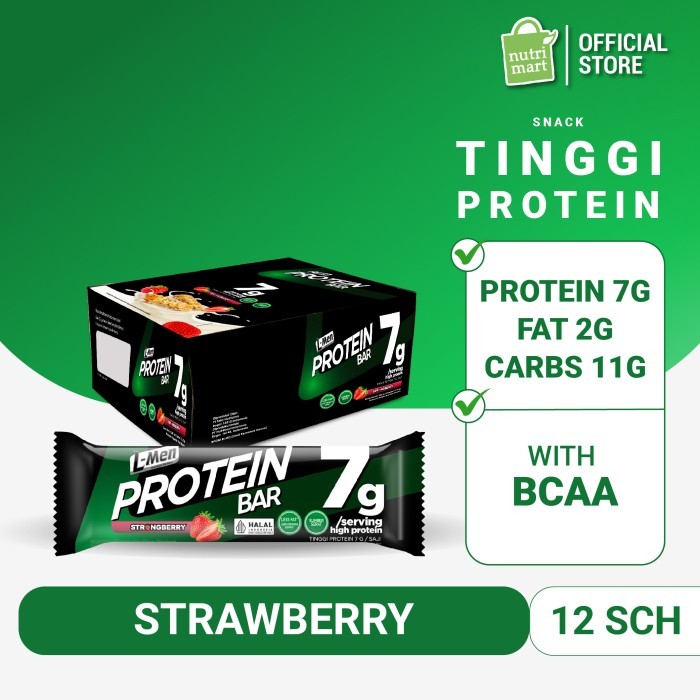 Terlaris L-Men Protein Bar Strongberry 12 Sachet - Snack Bar Tinggi Protein SALE