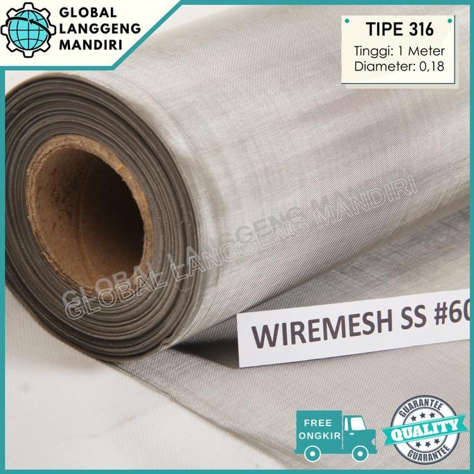 Wiremesh 60 Stainless (316) 1Mx1M / Wire Mesh 60/ Wire Screen 316 Ss Kualitas Premium