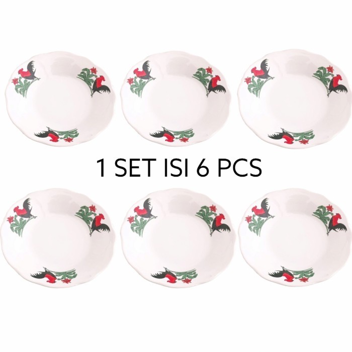 1 SET ISI 6 PCS PIRING AYAM JAGO LUCKY/PIRING MAKAN/PIRING AYAM/PIRING