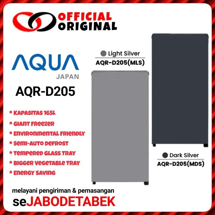 AQUA KULKAS 1 PINTU AQR D205 / AQR D205 MLS / MDS