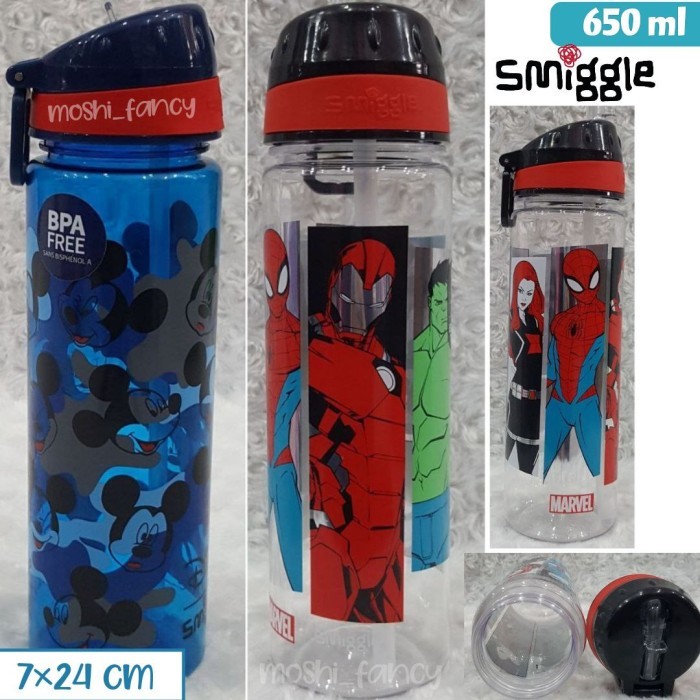 TERJAMIN Botol Minum Smiggle Disney Marvel Spiderman Mickey Minnie
