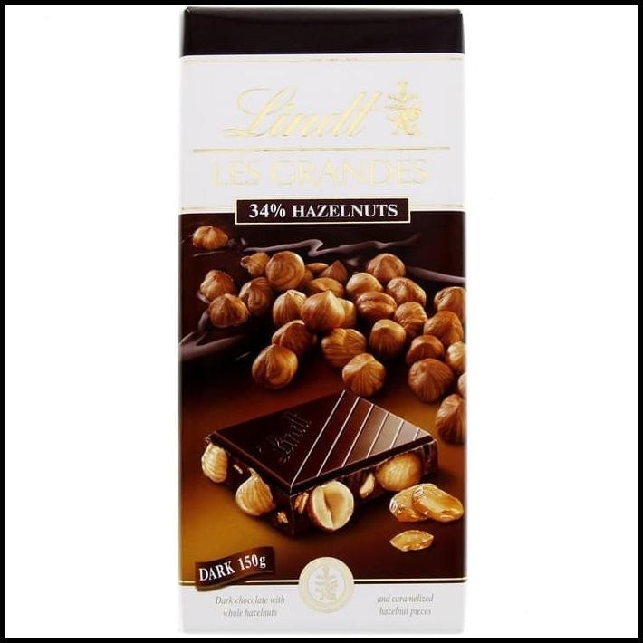 

Promo !! Lindt Les Grandes Chocolate Dark 34% Hazelnuts Coklat Bar
