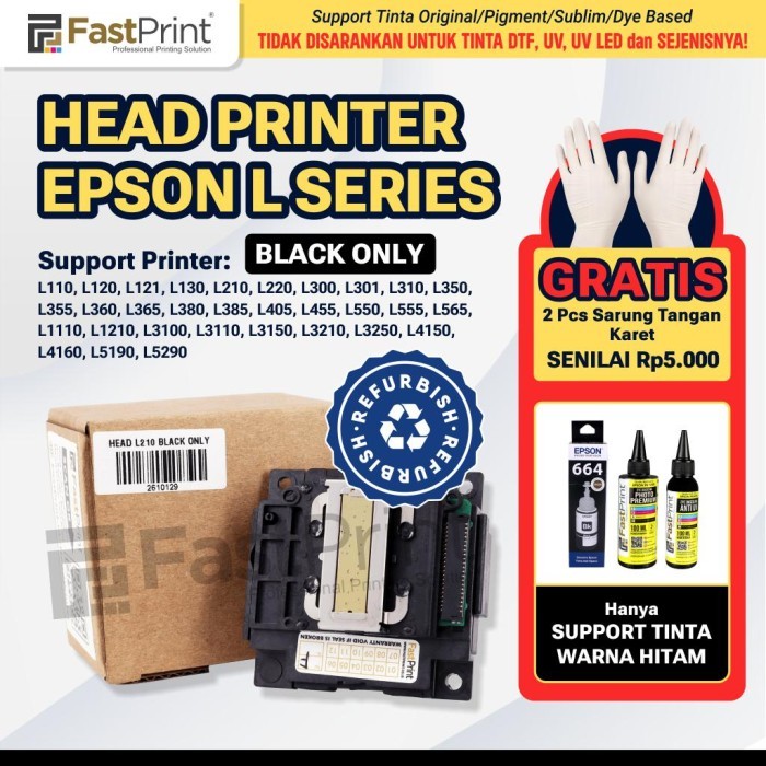 TERBARU - Head Print Epson Printer L110 L120 l210 L220 L300 L350 Black Only