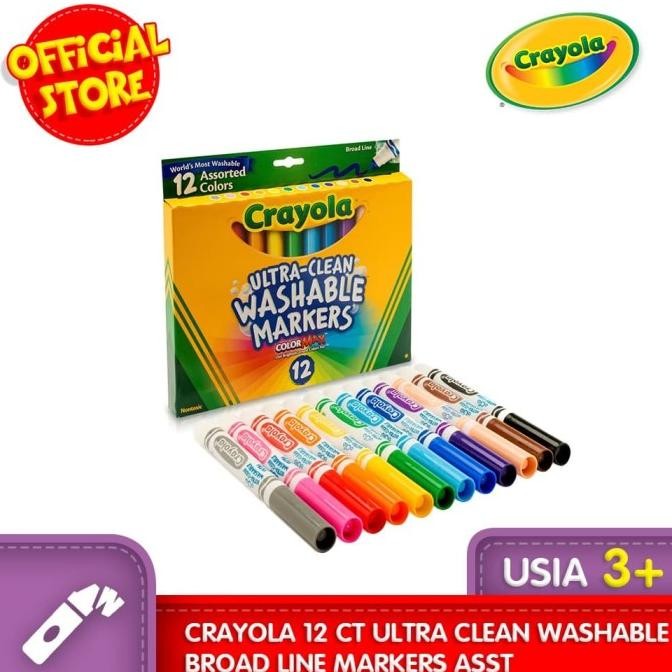 

CRAYOLA 12 Ct Ultra Clean Washable Broad Line Markers Asst
