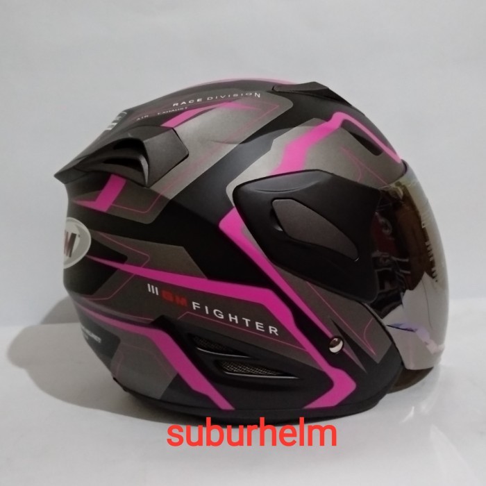 Helm Gm Fighter Gv2 Black Pink Doff