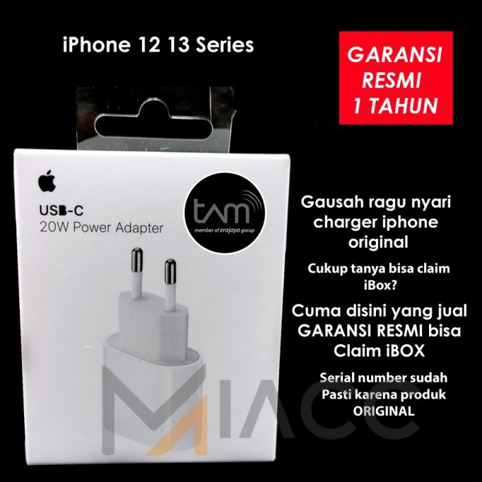 TERBARU - Apple 20W Power Adapter Charger Iphone 12 Pro Max OIRIGINAL TAM iBox