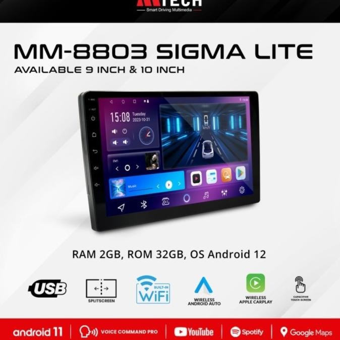 Mtech Head Unit Android Universal Mobil MM-8803 BBE PRO 4/64 GB