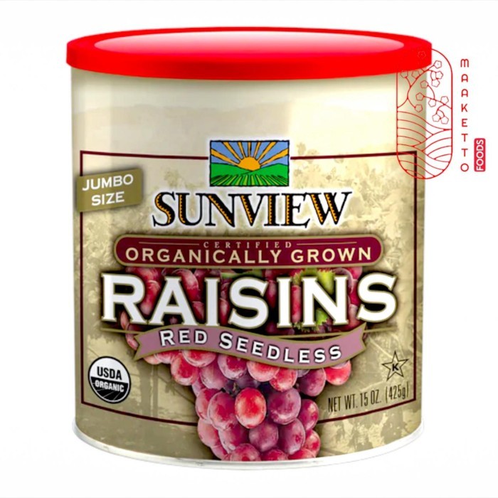 

Ready - Sunview Organic Jumbo Size Raisins Seedless / Kismis Sunview Organik / Sunview Raisin Black