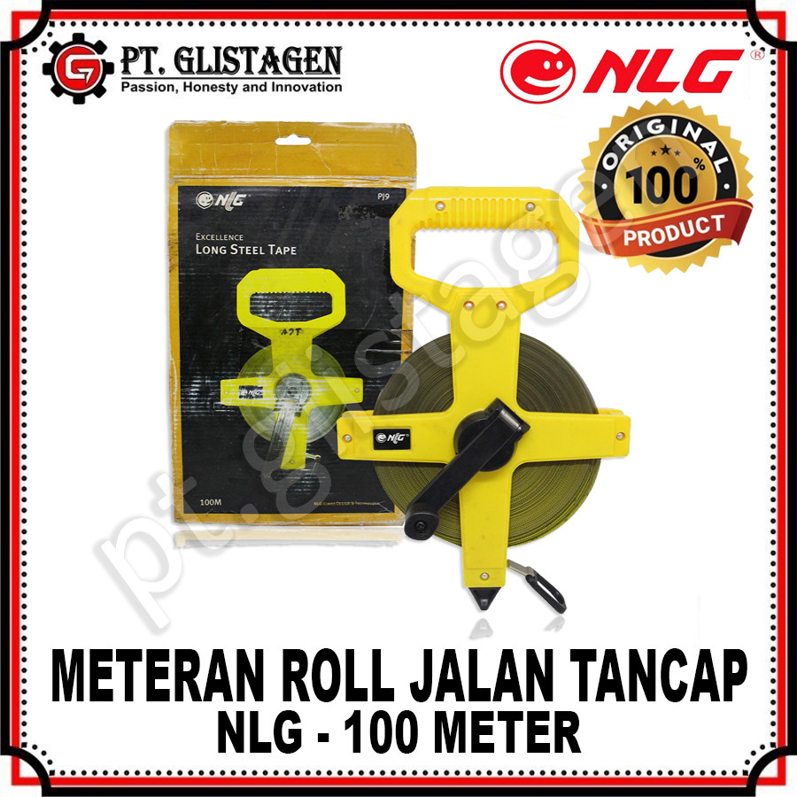 NLG Meteran Jalan 100 Meter Meteran Roll 100 Meter Meteran Gulung Tancap Gagang Fiber Measire 100M 1
