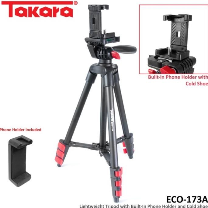 

Diskon! TAKARA ECO-173A Lightweight Tripod With Pouch/Tas/Bag,Holder Kokoh