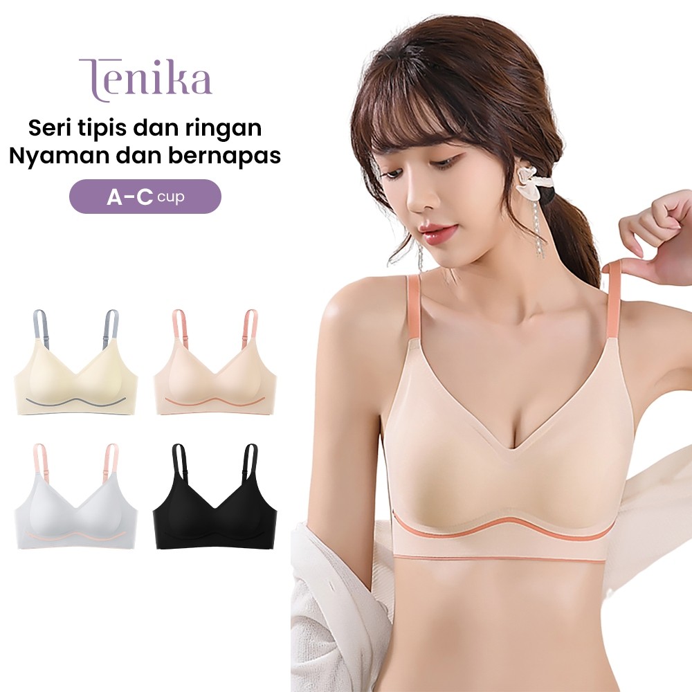 Tenika Bra Wanita Seamless Push-up Payudara Besar Tanpa Kawat