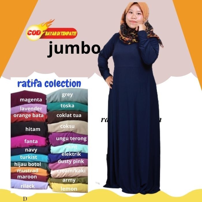 Gamis Gamis Jersey Polos Jumbo Ld 130/PJ140 Baju Wanita Super Jumbo. - navi putih terbaru mewah keki