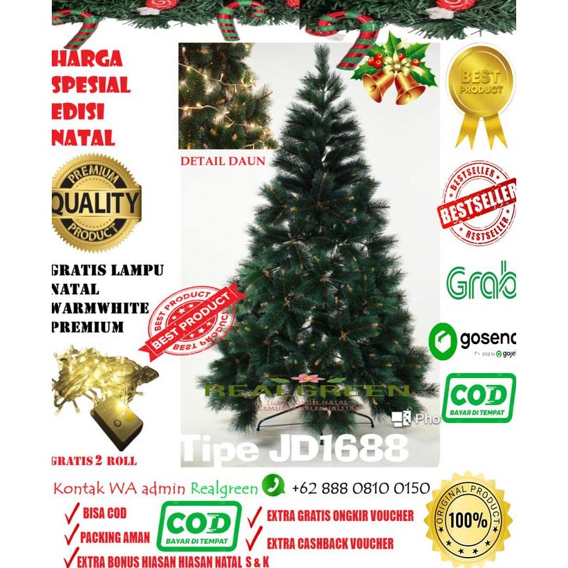 Pohon Natal 150Cm Snow White Pine Tree Jd1688/5Ft Terbaik