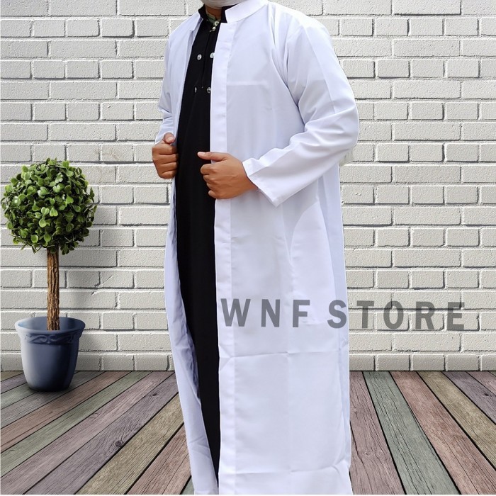 TERLARIS Gamis luaran pria jubah luaran pria grosir toko harga pas Harga-Pas - Putih, S