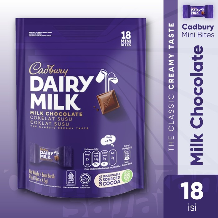 

FREE ONGKIR Cadbury Dairy Milk Cokelat Mini Bites Sharebag Isi 18, Snack Coklat