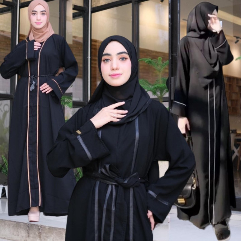 Baju Muslim Terbaru Abaya syari basic polos gamis hitam dress arab turkey jetblack bordir