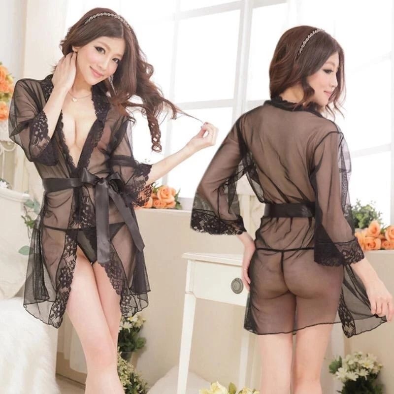 Lingerie LINGERIE SET PIYAMA BAHAN TRANSPARANT / LINGERIE KIMONO RENDA