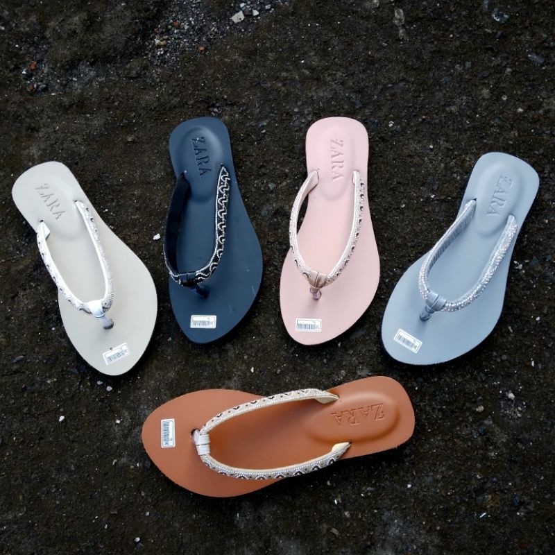 Sepatu Wanita sandal flat ZARA sol karet antiselip sandal jepit premium trand kekinian tali jepit