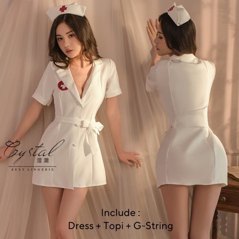 Costum Crystal ANNIE Sexy lingerie nurse / Costume lingerie nurse perawat baju sexy wanita / Kostum