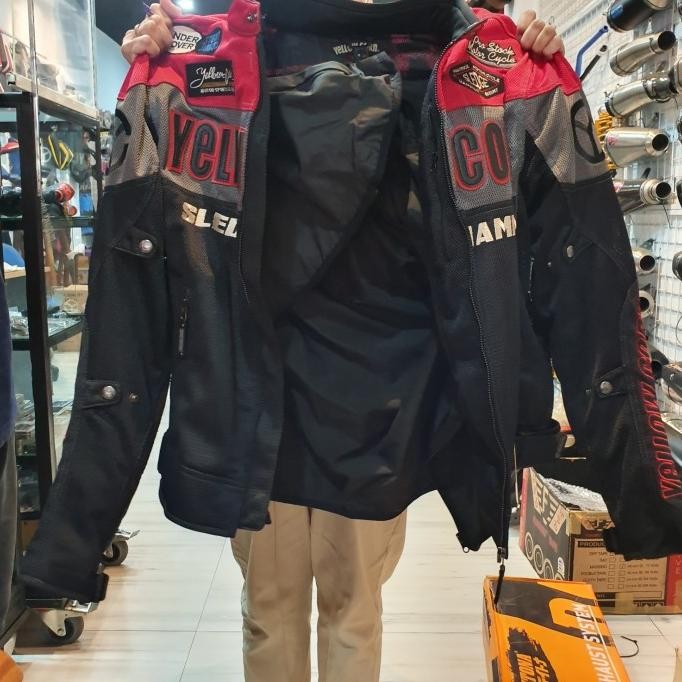 BEBAS ONGKIR - Jacket Motor Yellow Corn YB-1114 Black Red Original