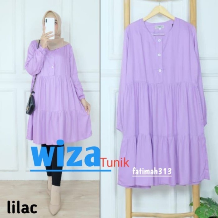Promo Tunik polos wanita wiza adem halus jumbo L-XXXL LD 100-130 - Lilac, L