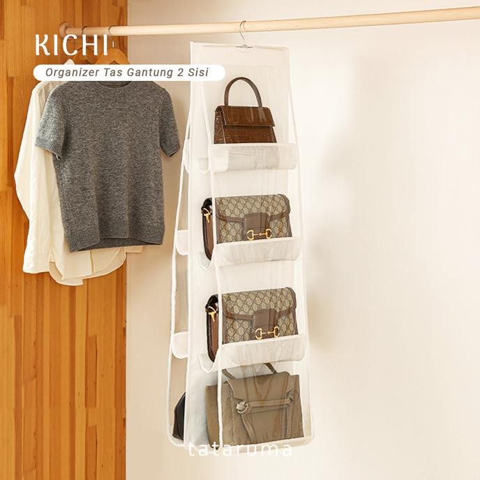 

kichi - organizer gantung penyimpanan tas 2 sisi multi lapis anti debu termurah