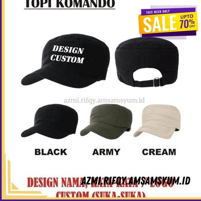 (DONE) TOPI KOMANDO HAT CAP DISTRO DESIGN SABLON BORDIR NAMA LOGO INDONESIA PRIA TULISAN POLOS CUSTO