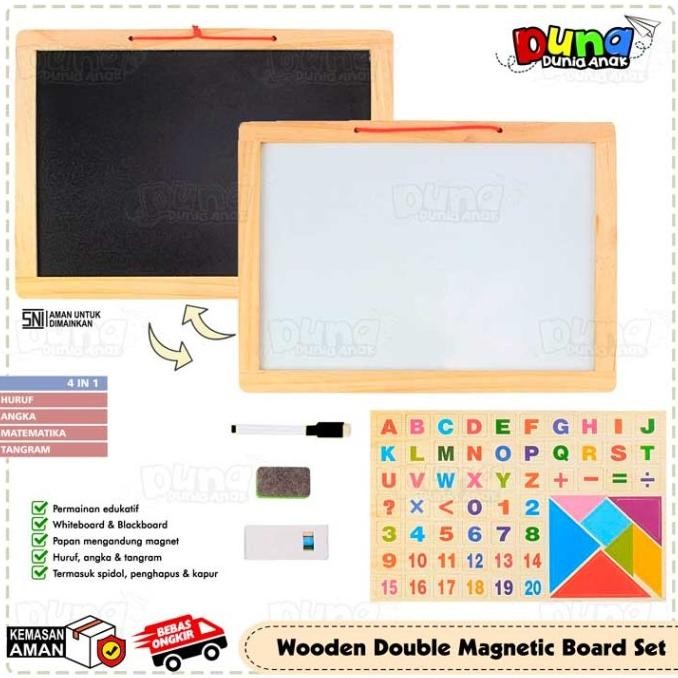 

Terlaris Mainan Papan Tulis Magnet Kayu Magnetic Drawing Whiteboard Blackboard COD