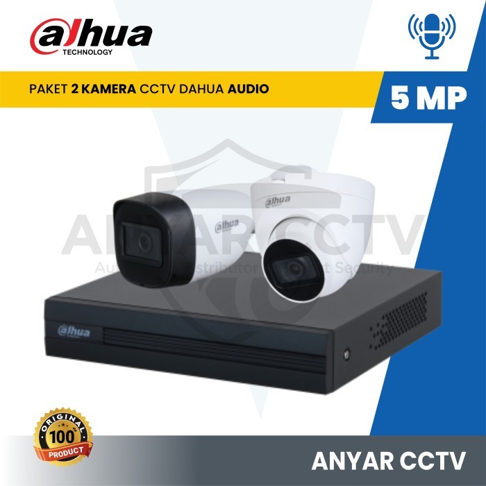 HARGA DISC - PAKET CCTV DAHUA 2CH AUDIO 5MP / CCTV DAHUA AUDIO 2 CAMERA - 5MP