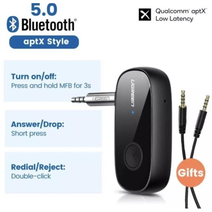 socket - Ugreen bluetooth receiver v5. 0 audio with mic jack 3.5mm speaker car