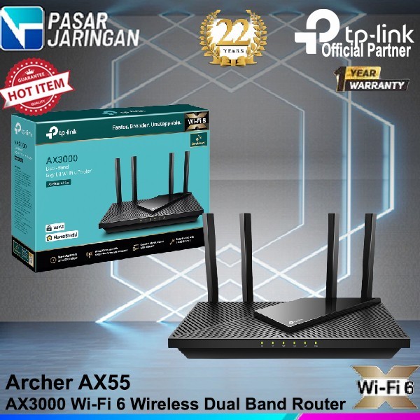 TERMURAH - TP-LINK Archer AX55 AX3000 Dual Band Gigabit Wi-Fi 6 Router