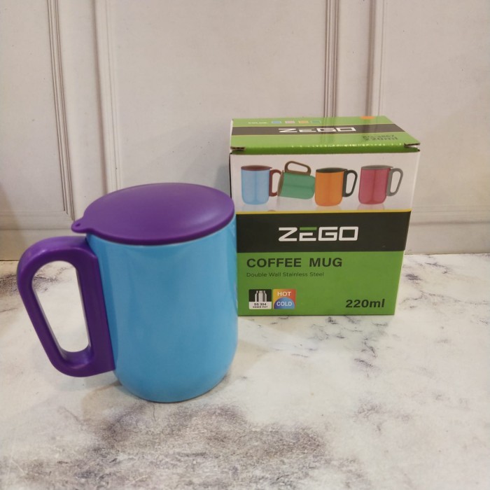 GELAS MUG ZEGO KODE 3867 HOT N COLD 220ML//COFFEE MUG STAINLESS STEEL