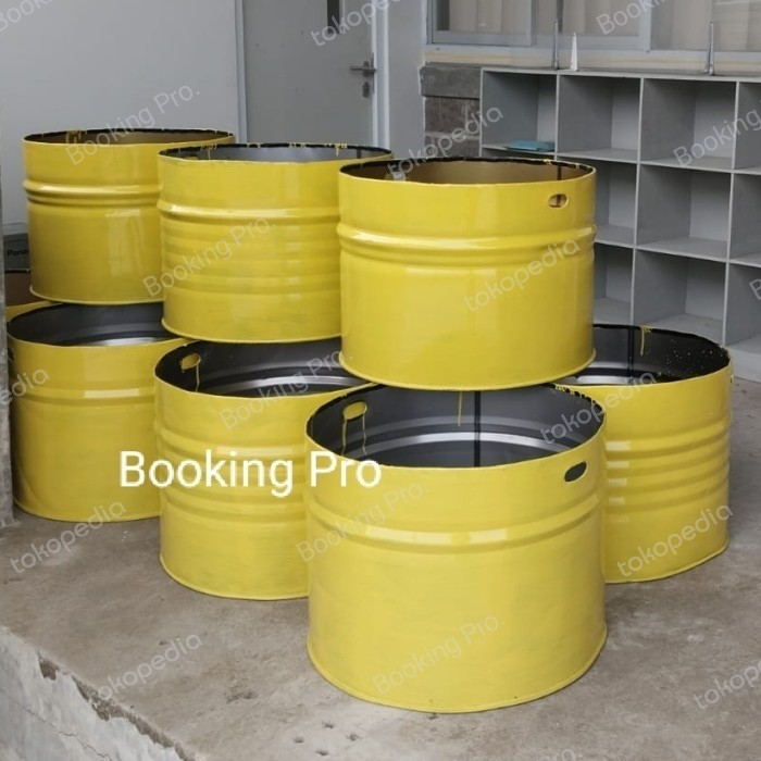 DRUM/TONG SAMPAH BESI 100 LITER WARNA KUNING -BEKAS