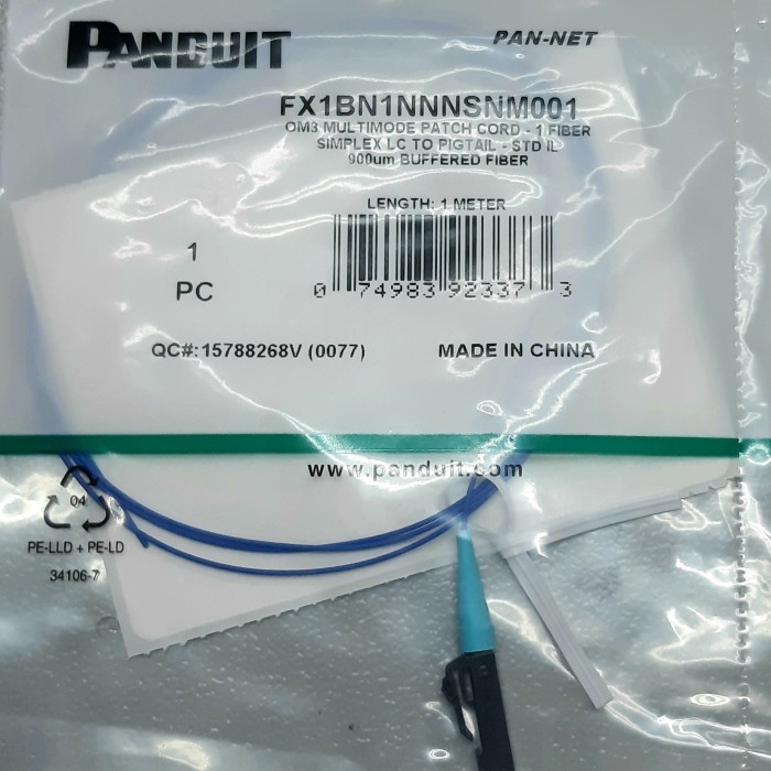 PANDUIT FO LC PIQTAIL 1M MM OM3 SIMPLEX MULTIMODE LC