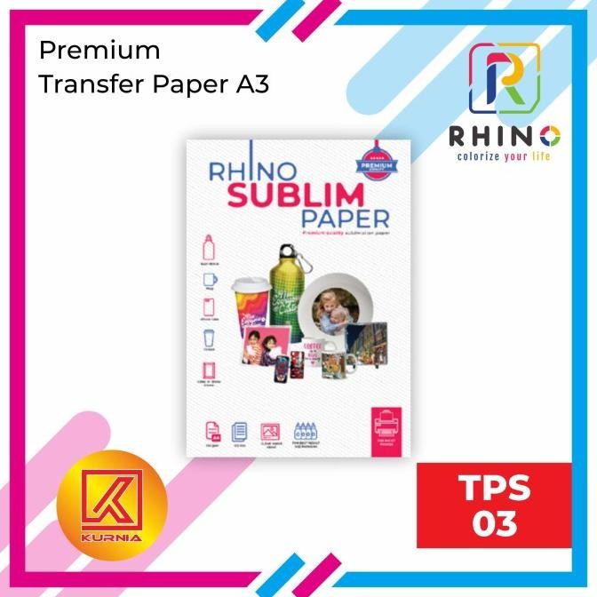 

TERLARIS - Rhino Kertas Sublim / Transfer Paper Sublim Premium Ukuran A3 TPS 03